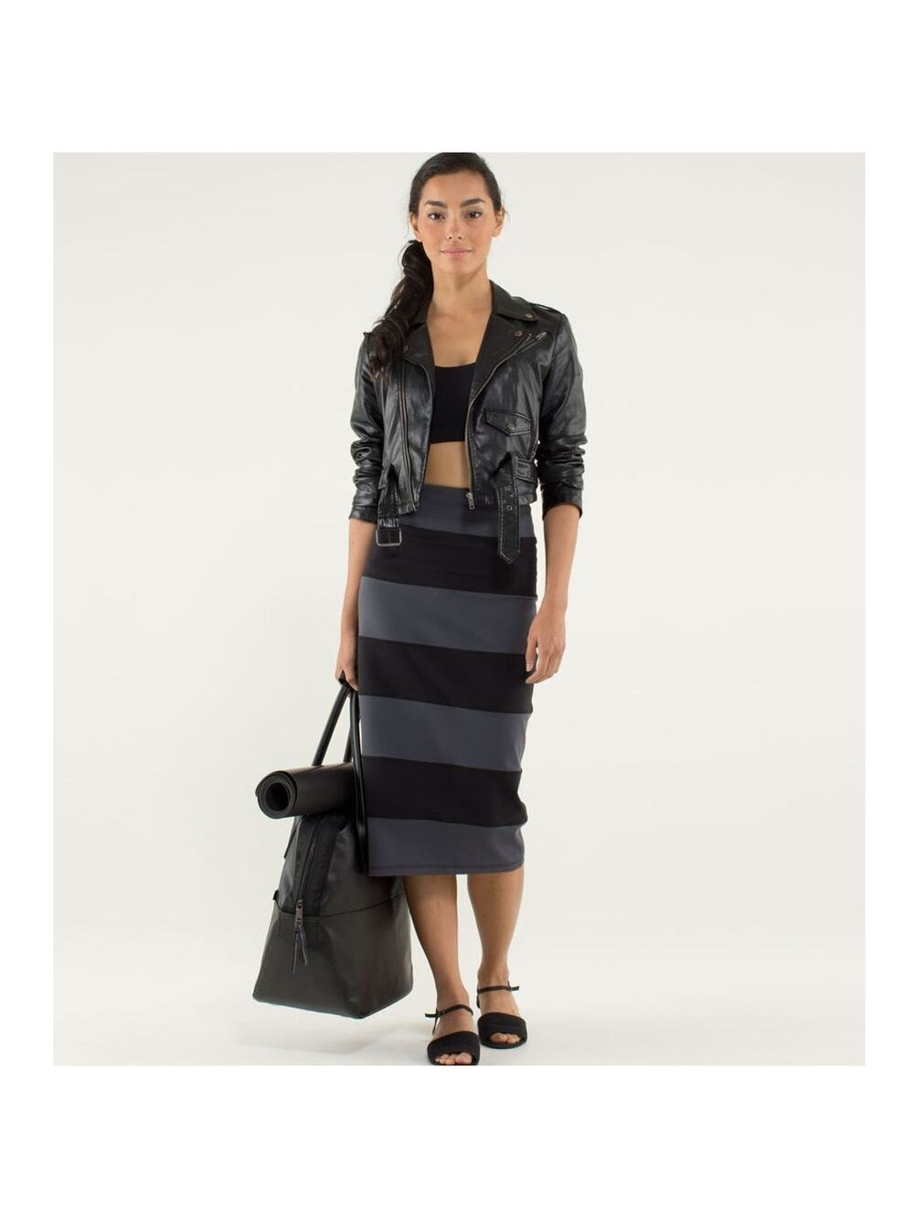 Lululemon Yoga Over Skirt Coal Black Size 4 Pencil Midi Straight Slim Bodycon